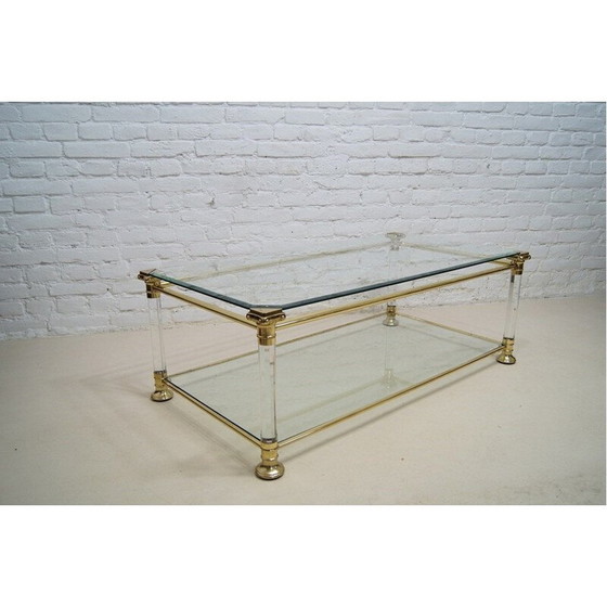 Image 1 of Vintage salontafel van metaal, luciet en glas, Italië 1970