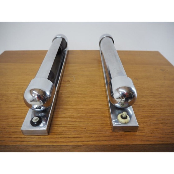 Image 1 of Paar Bauhaus vintage verchroomde wandlampen, jaren 1930