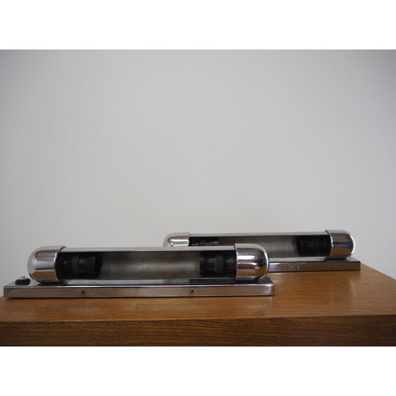 Image 1 of Paar Bauhaus vintage verchroomde wandlampen, jaren 1930