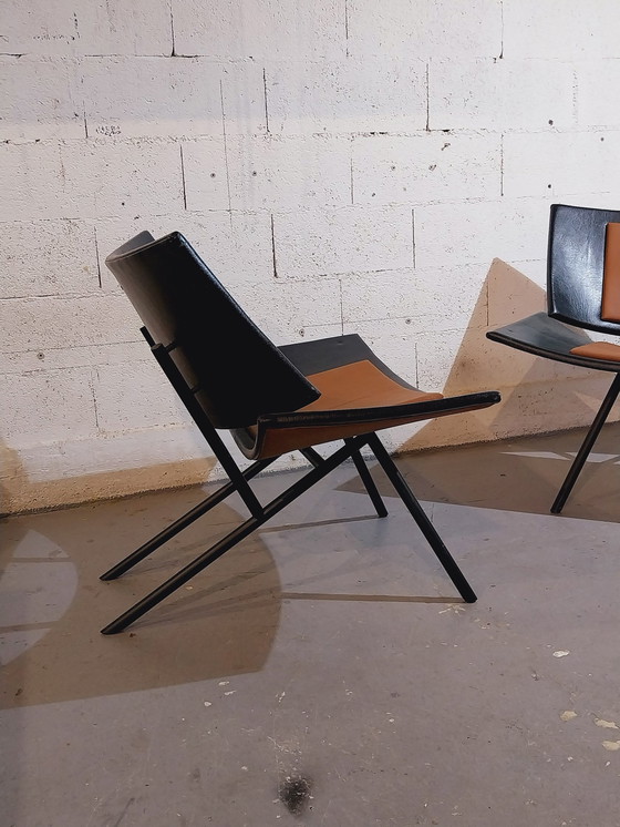 Image 1 of  Paar grote vliegtuigvleugel fauteuils 1980