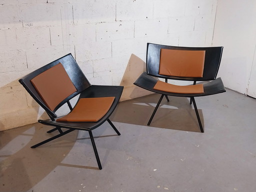  Paar grote vliegtuigvleugel fauteuils 1980