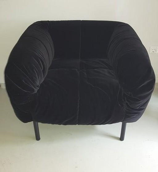 Zwarte fluwelen fauteuil van Cini Boeri voor Arflex, 1972