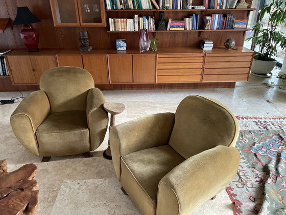 Image 1 of 2x Art Deco Fluwelen Fauteuils