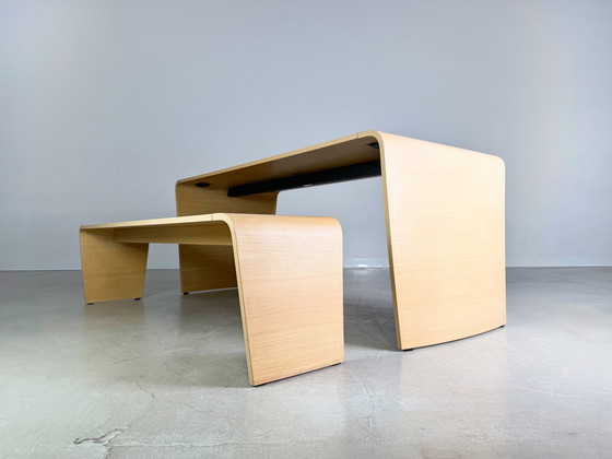 Image 1 of Set van 2 Brunner Jehs tafel + bankje Eikenhouten designtafel