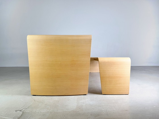 Image 1 of Set van 2 Brunner Jehs tafel + bankje Eikenhouten designtafel