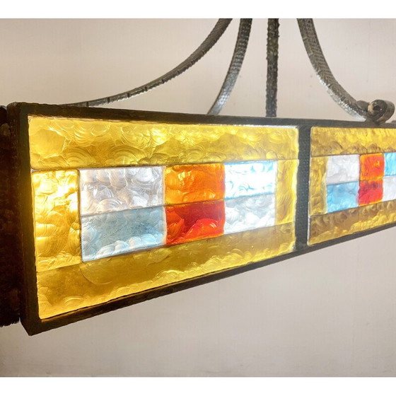 Image 1 of Vintage kroonluchter van gekleurd glas van Poliarte, Italië 1970