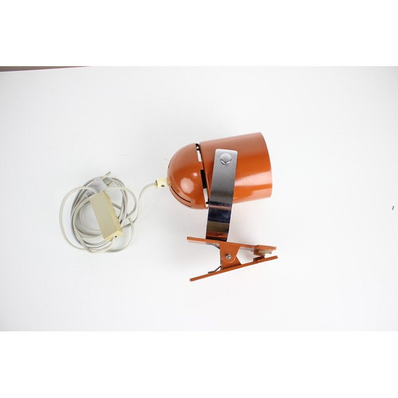 Image 1 of Vintage metalen en chromen wandlamp met klem door Stanislav Indra, Tsjecho-Slowakije 1970