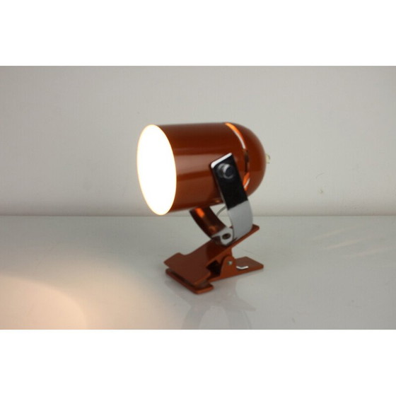 Image 1 of Vintage metalen en chromen wandlamp met klem door Stanislav Indra, Tsjecho-Slowakije 1970