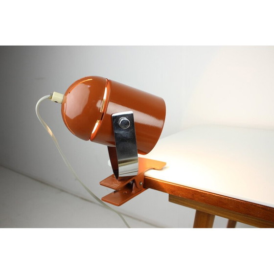 Image 1 of Vintage metalen en chromen wandlamp met klem door Stanislav Indra, Tsjecho-Slowakije 1970