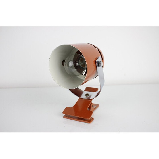 Image 1 of Vintage metalen en chromen wandlamp met klem door Stanislav Indra, Tsjecho-Slowakije 1970