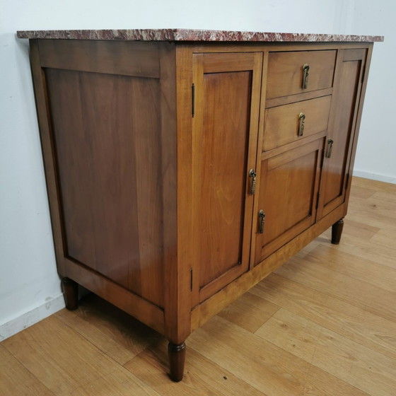 Image 1 of Vintage Antiek Dressoir Commode Ladekast Badkamermeubel Met Marmer Blad