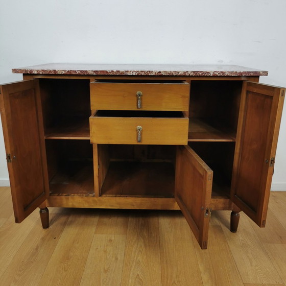 Image 1 of Vintage Antiek Dressoir Commode Ladekast Badkamermeubel Met Marmer Blad