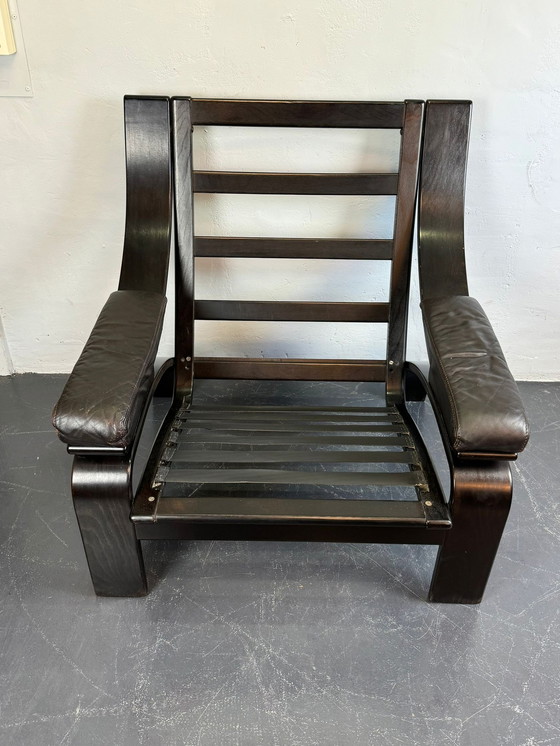 Image 1 of Scandinavische leren fauteuil uit 1970