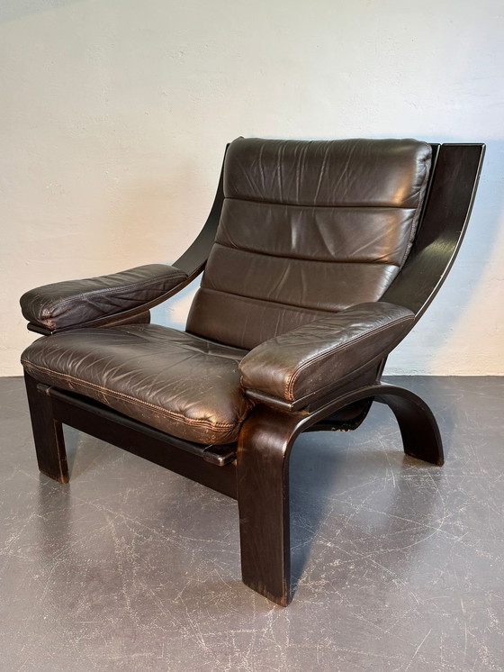 Image 1 of Scandinavische leren fauteuil uit 1970