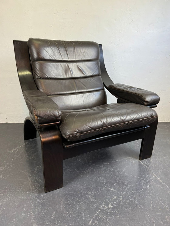 Image 1 of Scandinavische leren fauteuil uit 1970