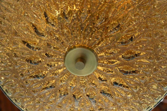 Image 1 of Space age amberglas hanglamp 70s, Swedish glass pendant