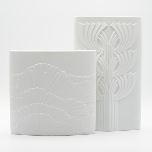 Rosenthal Rosemonde Nairac Bisque porseleinen vaas Duo Tree Of Life&Anemone Op-Art