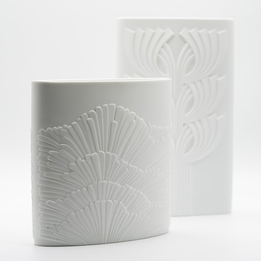 Rosenthal Rosemonde Nairac Bisque porseleinen vaas Duo Tree Of Life&Anemone Op-Art