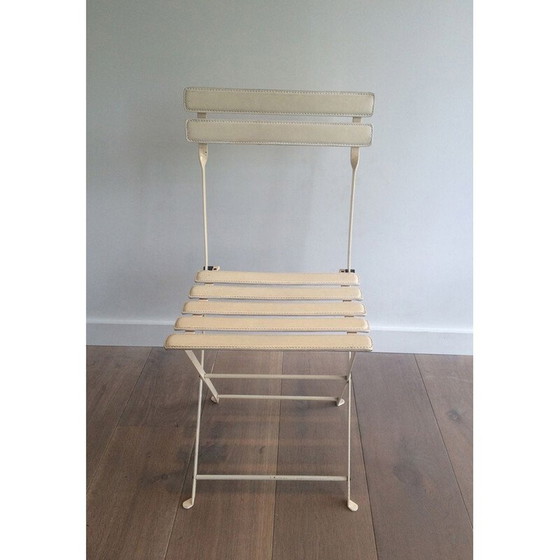 Image 1 of Paar vintage klapstoelen van metaal en kunstleer, 1970