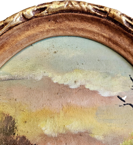 Image 1 of Olieverftafereel uit Egypte met houten frame