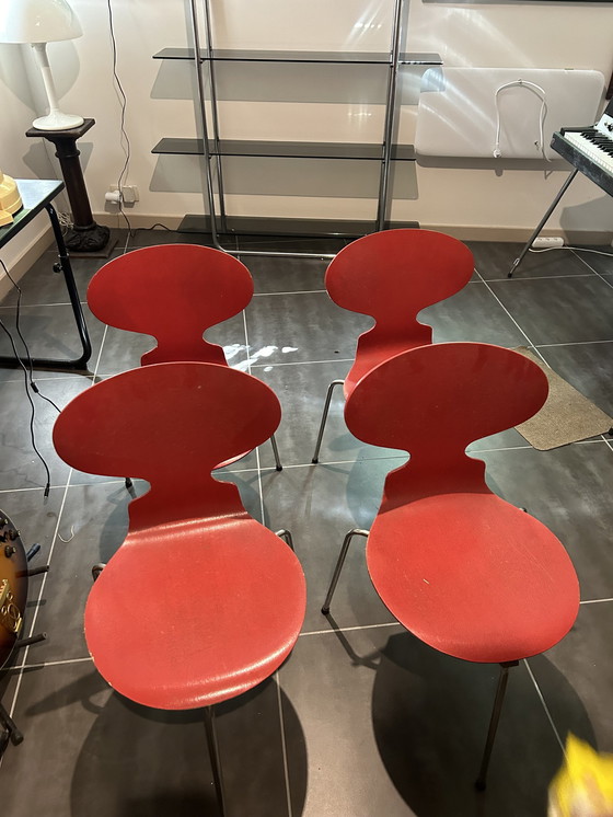 Image 1 of 4x Arne Jacobsen eetkamerstoelen