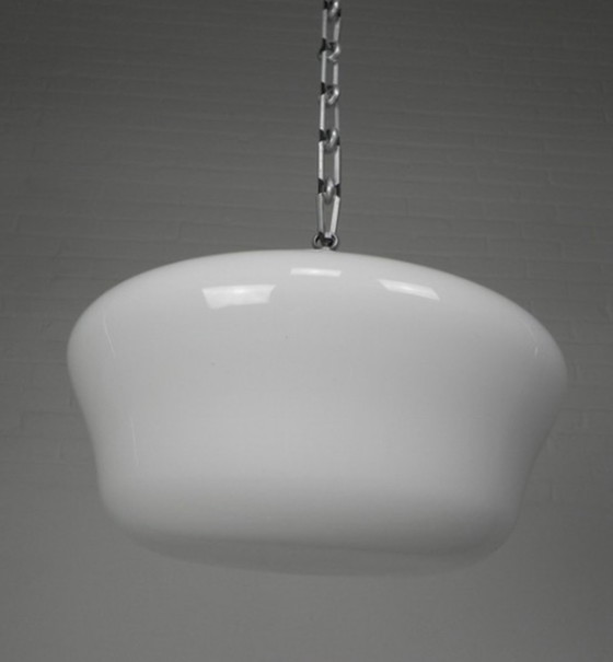 Image 1 of Art Deco hanglamp aan aluminium ketting, jaren 1930