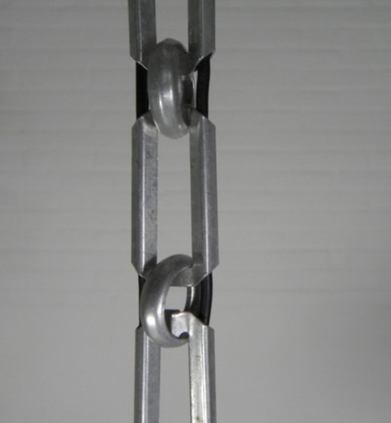 Image 1 of Art Deco hanglamp aan aluminium ketting, jaren 1930