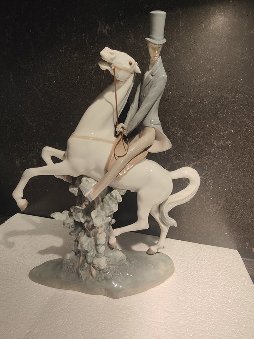 Lladro Man Op Paard 1969-85 Porseleinen Beeldje 4515G