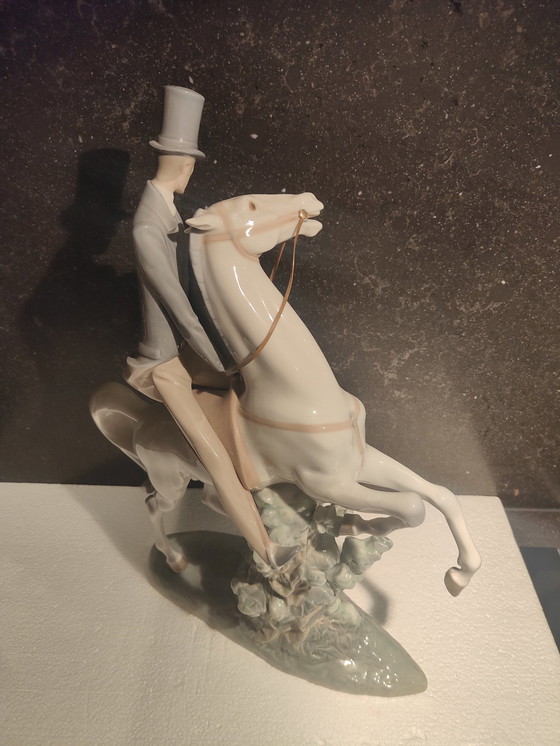 Image 1 of Lladro Man Op Paard 1969-85 Porseleinen Beeldje 4515G