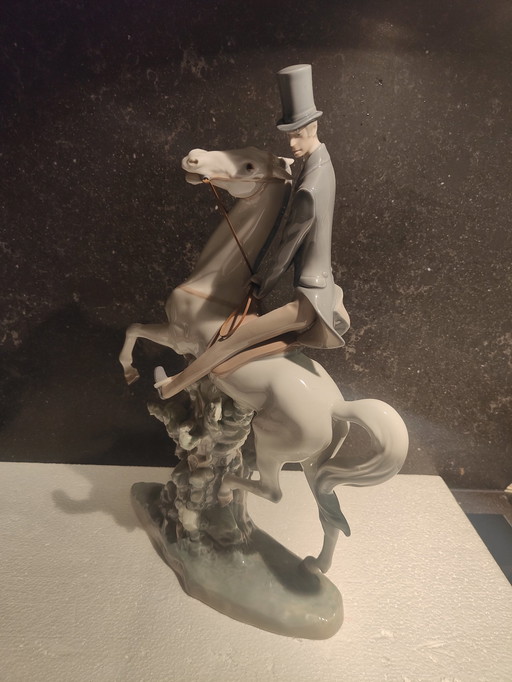 Lladro Man Op Paard 1969-85 Porseleinen Beeldje 4515G