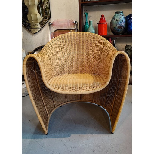 Vintage rotan fauteuil "King Tubby" van Miki Astori voor Driade, 1995
