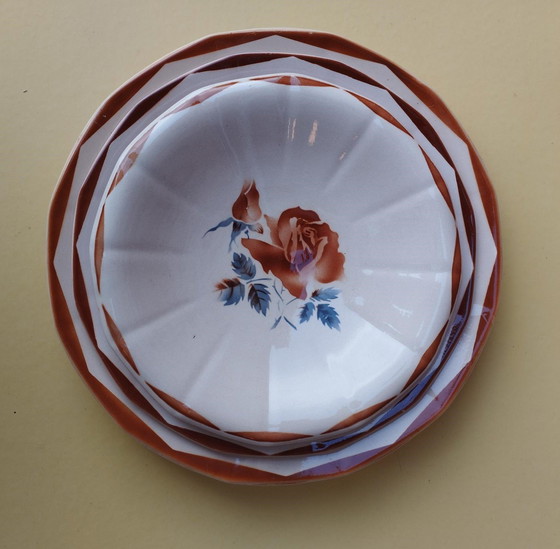 Image 1 of Digoin Sarreguemines - Art De La Table - Antiek servies - Pièce De Forme - Plat De Service - Très Grande Assiette - Décor De