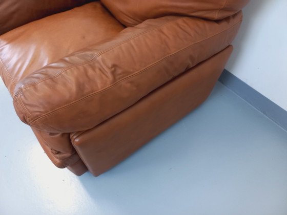 Image 1 of Paar vintage Poppy Lounge fauteuils van Tito Agnoli voor Poltrona Frau in leer uit de jaren 70