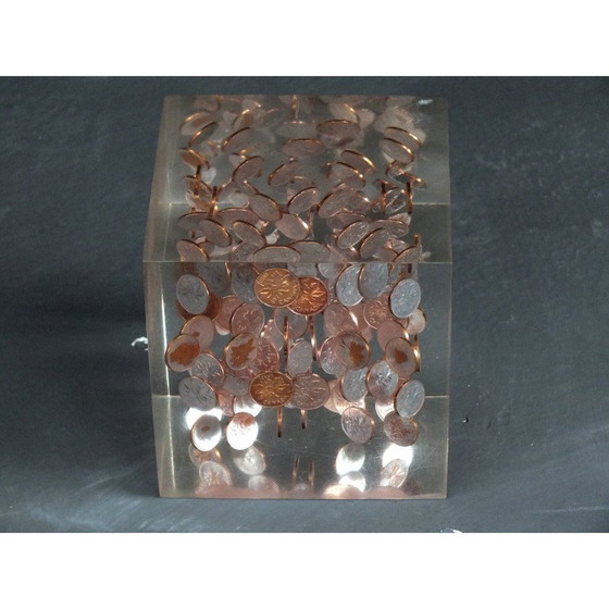 Image 1 of Vintage beeldhouwkubus in plexi door George Schreber, Canada 1974