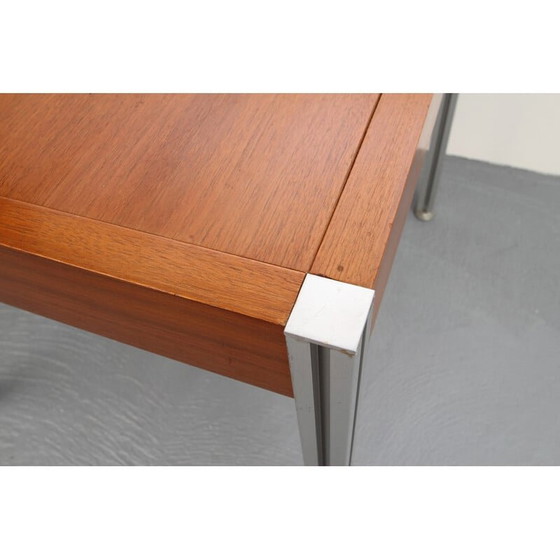 Image 1 of Vintage aluminium en teakhouten salontafel, 1970