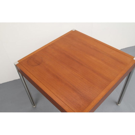 Image 1 of Vintage aluminium en teakhouten salontafel, 1970