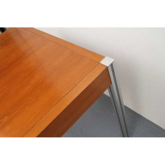 Image 1 of Vintage aluminium en teakhouten salontafel, 1970