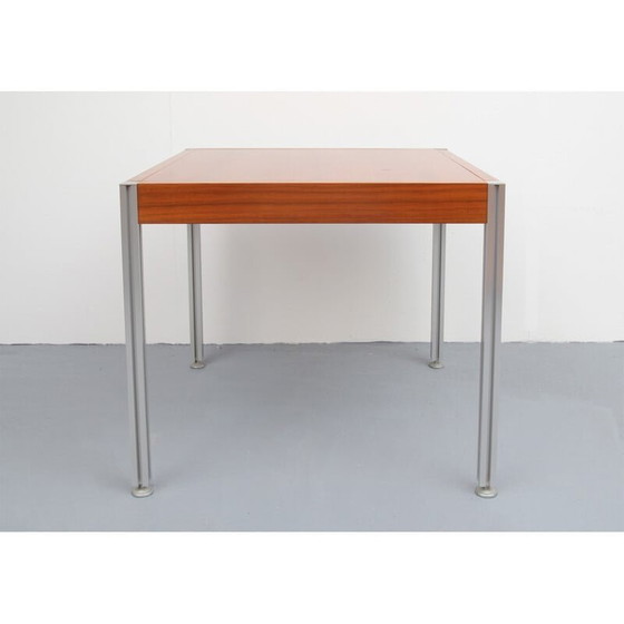 Image 1 of Vintage aluminium en teakhouten salontafel, 1970