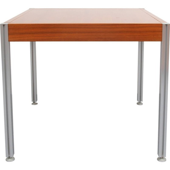 Image 1 of Vintage aluminium en teakhouten salontafel, 1970