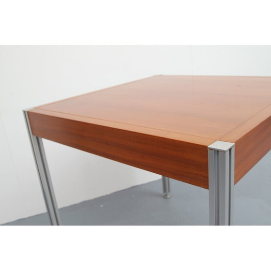Image 1 of Vintage aluminium en teakhouten salontafel, 1970