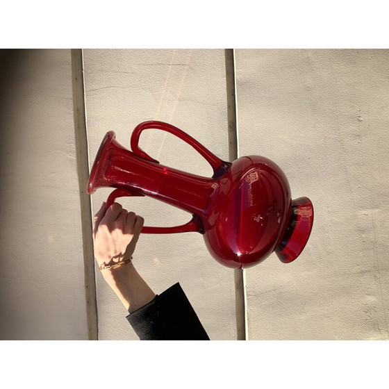 Image 1 of Scandinavische vintage vaas van rood glas