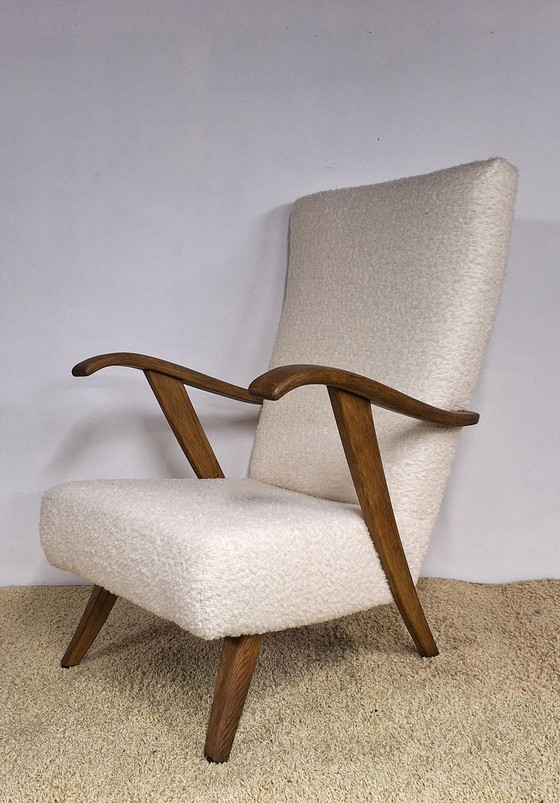 Image 1 of Vintage Fauteuil In Witte Bouclette