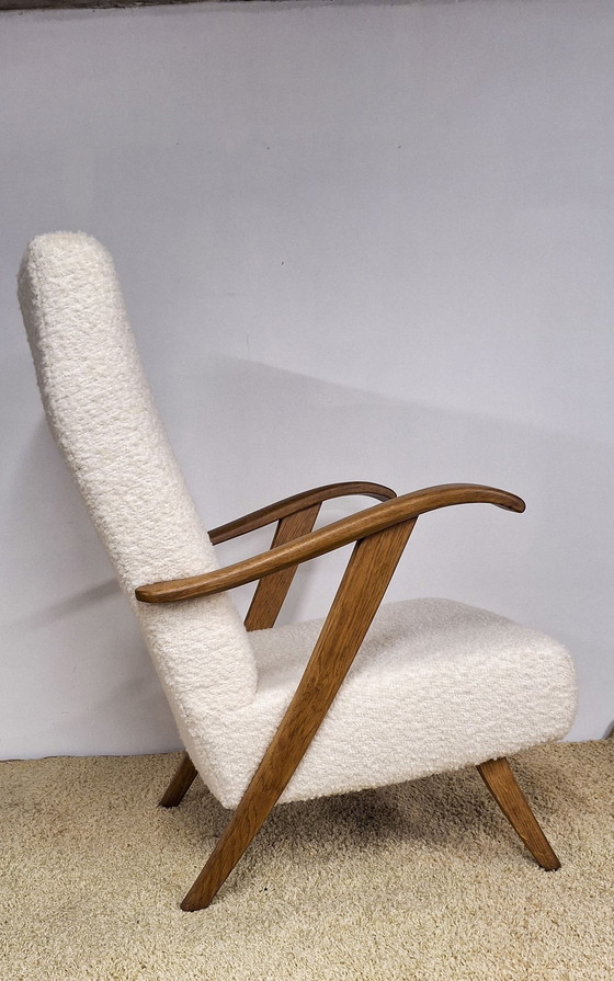 Image 1 of Vintage Fauteuil In Witte Bouclette