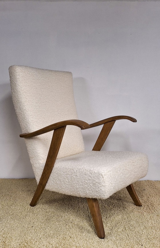 Image 1 of Vintage Fauteuil In Witte Bouclette