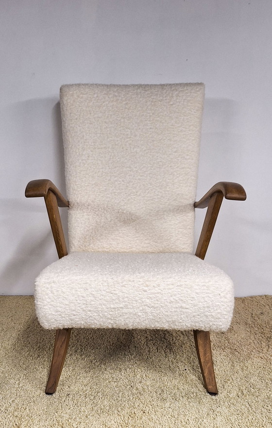 Image 1 of Vintage Fauteuil In Witte Bouclette