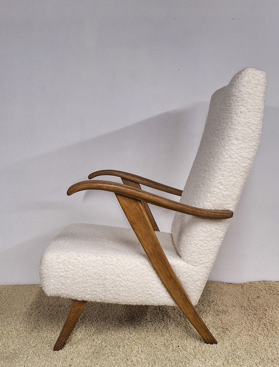 Image 1 of Vintage Fauteuil In Witte Bouclette