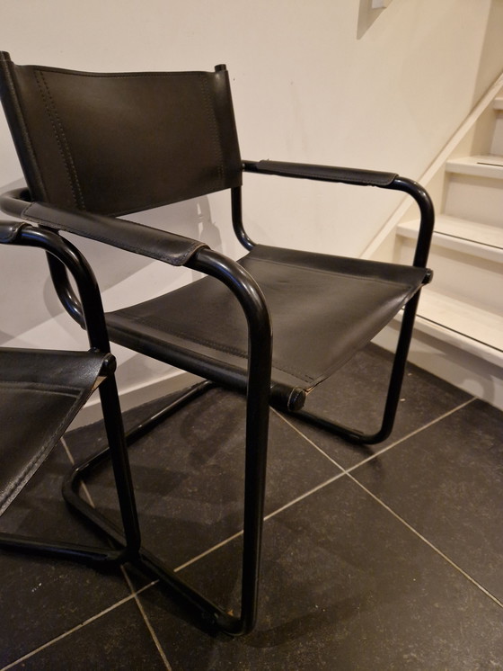 Image 1 of Zwart Lederen Sledestoelen 3X