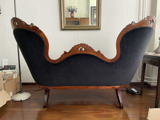 Image 1 of Klassieke sofa en fauteuil mahonie hout