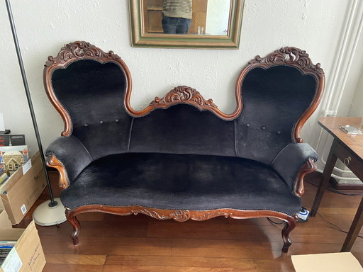 Klassieke sofa en fauteuil mahonie hout