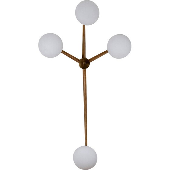 Image 1 of Vintage messing en opaline wandlamp van Angelo Lelli voor Arredoluce